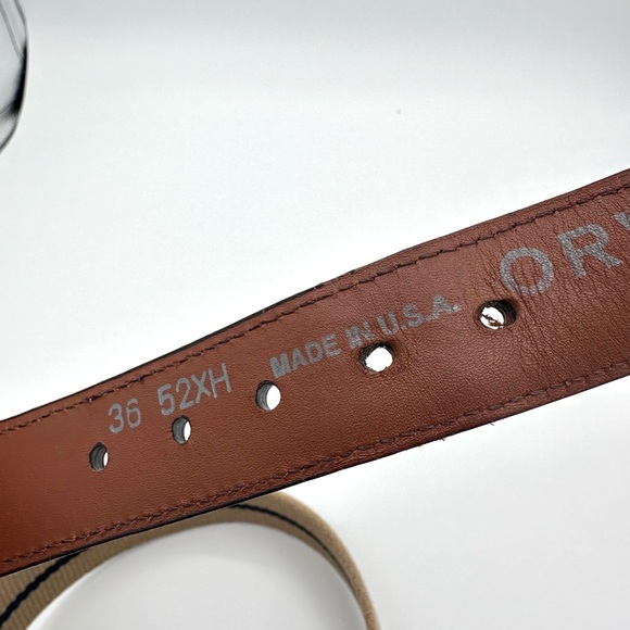 Orvis Men’s Woven Canvas & Leather Belt w/ Blue Stripe - Picture 5 of 11